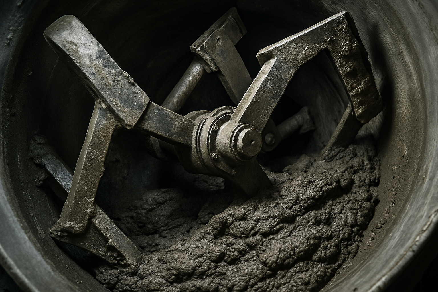 Interior of concrete mixer